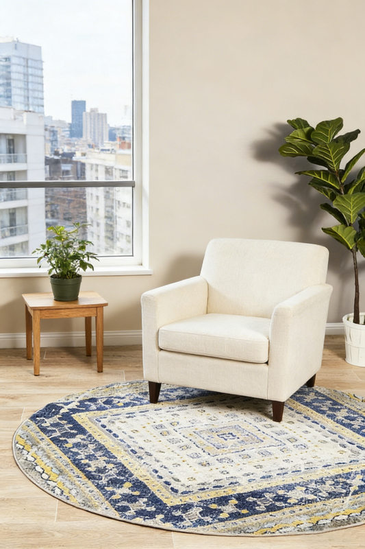 Century 203 Navy  Round Rug