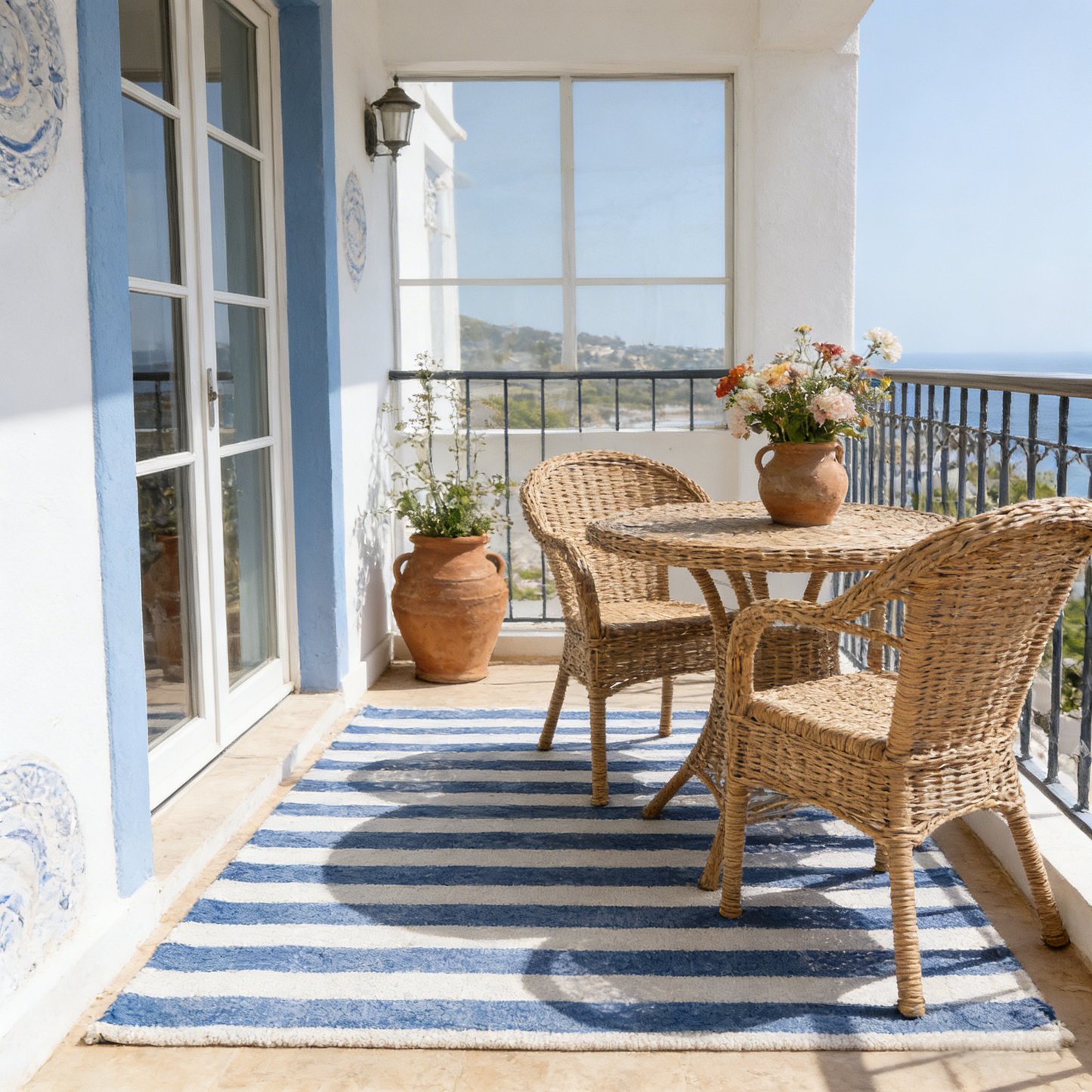 Plain Natural Border Wool Rug