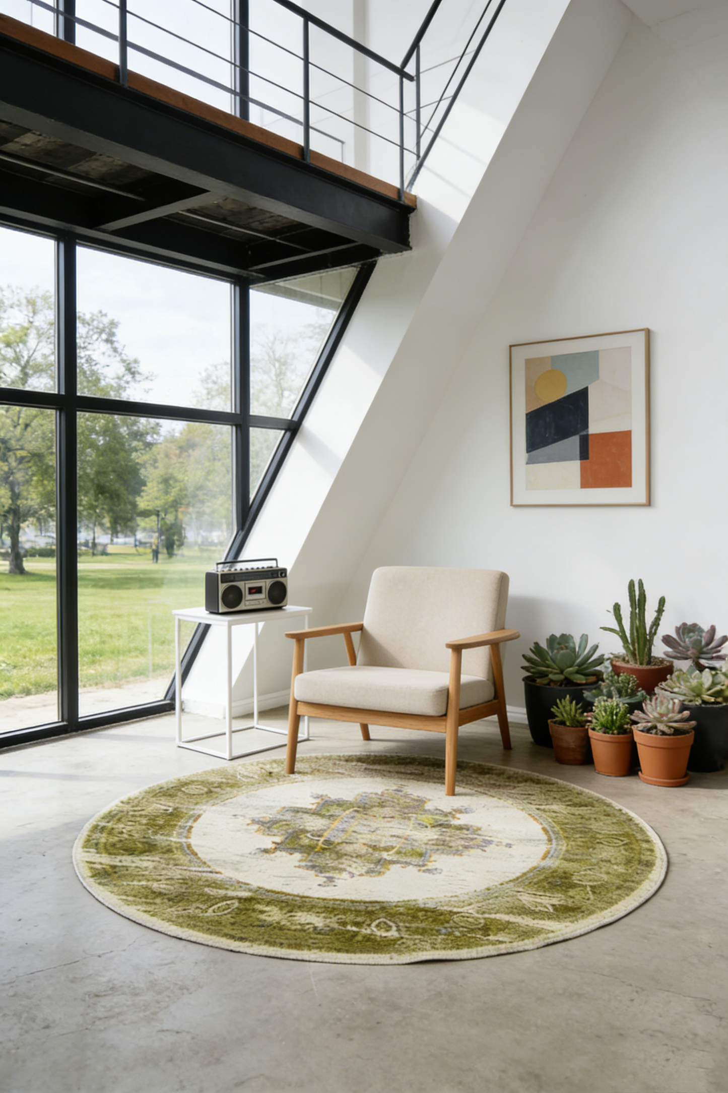 Century 211 Pink  Round Rug