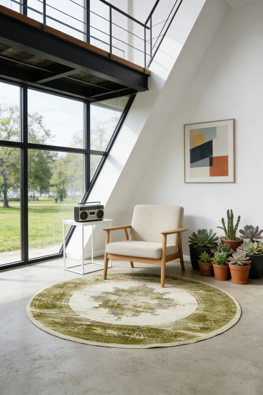 Century 211 Pink  Round Rug