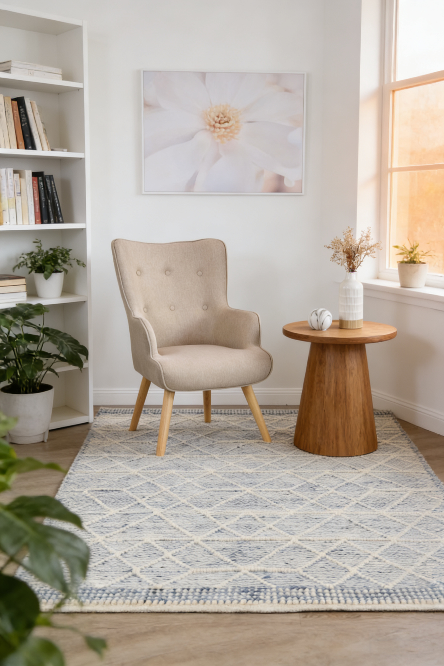 Albona Blue White Wool Rug