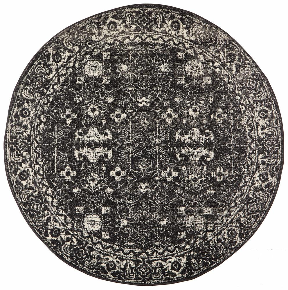 Estella Charcoal Transitional Round Rug