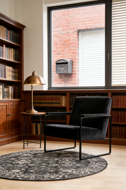 Estella Charcoal Transitional Round Rug